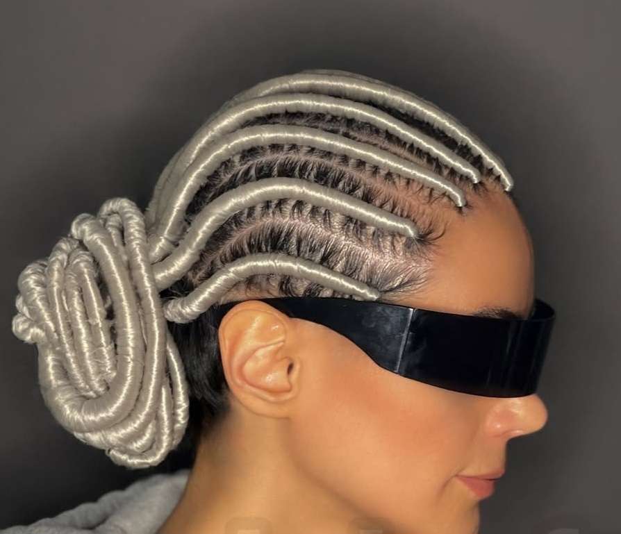 Detailed cornrow style created at Zaina’s Hair Studio